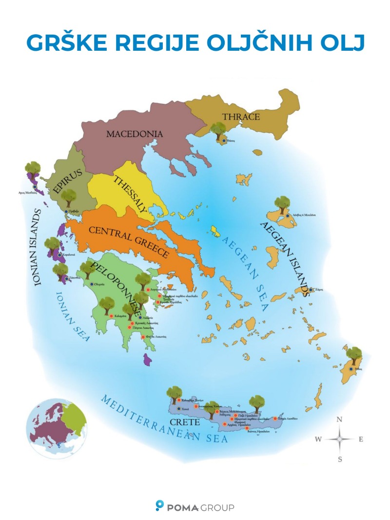Regije oljčnih olj v Grčiji